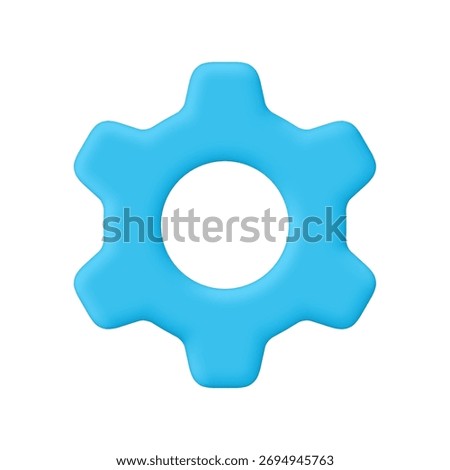 Blue gear, configuration symbol. Technical support, repair, service, optimization and workflow concept. 3d vector icon. Cartoon minimal style.
