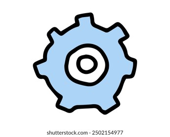 Blue gear icon isolated on white background. Concept of machinery, engineering, technology, and technical tool. Illustration for mechanics, design element, vector art.