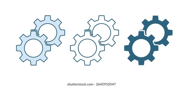 Blue Gear icon isolated on white background. Cogwheel gear settings sign. Cog symbol.  Vector