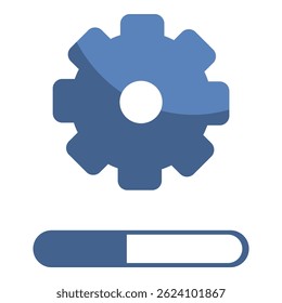 Blue gear icon with progress bar underneath, representing a software update in progress