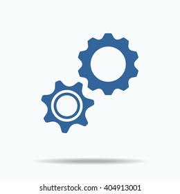  blue gear icon. Single flat icon on white background. illustration. social networking teamwork symbols