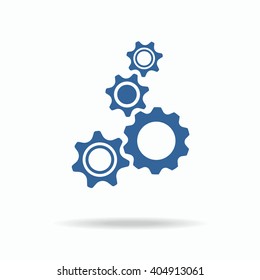  blue gear icon. Single flat icon on white background. illustration. social networking teamwork symbols
