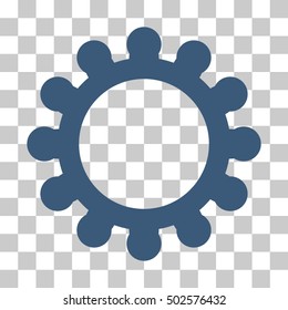 Blue Gear interface toolbar pictogram. Vector pictogram style is a flat symbol on chess transparent background.
