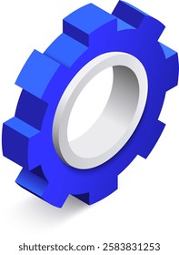 Blue gear rotating and working smoothly, a symbol of engineering, precision, and seamless operation, ideal for representing concepts related to technology, mechanics, and industrial processes