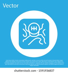 Blue Gear shifter icon isolated on blue background. Transmission icon. White circle button. Vector Illustration
