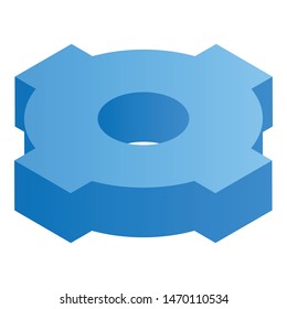 Blue gear system icon. Isometric of blue gear system vector icon for web design isolated on white background