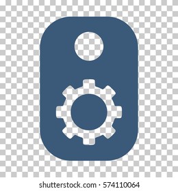 Blue Gear Tag interface toolbar icon. Vector pictograph style is a flat symbol on chess transparent background.