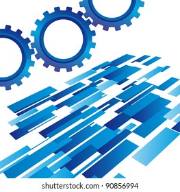 blue gears with abstract background vector illustration