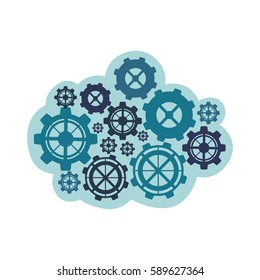Blue gears icon image, vector illustration design stock