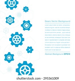 Blue gears on white background with space for text, Vector illustration
