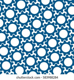 blue gears. white background. abstract turquoise pattern. vector illustration
