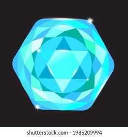 Blue gem black background. Abstract shiny background. Blue vector sparkle. Vector illustration. EPS 10.