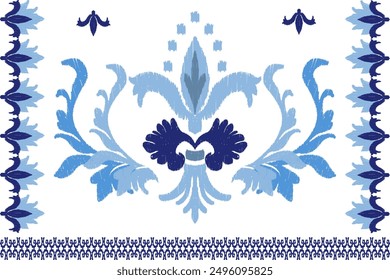 Blue Gemetric Ethnic traditional seamless , Aztec, tribal, Hmong, Native American Indian, Pattern design for wrap, carpet, decorative illustraion
