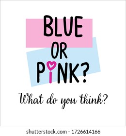 Blue or Pink? Gender reveal party invitation card vector design