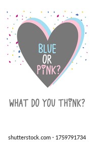 ¿Azul o rosa? Diseño vectorial de la tarjeta de invitación de fiesta