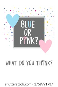 Blue or pink? Gender reveal party invitation card vector design