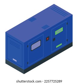 Blue generator icon isometric vector. Power energy. Industrial engine