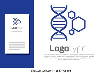 Blue Genetic engineering icon isolated on white background. DNA analysis, genetics testing, cloning, paternity testing. Logo design template element. Vector Illustration