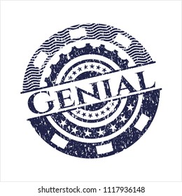 Blue Genial distressed grunge seal