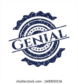 Blue Genial grunge style stamp