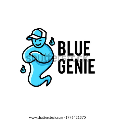 blue genie hat logo vector icon illustration