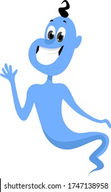 Blue genie , illustration, vector on white background