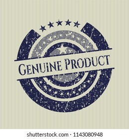 Blue Genuine Product distressed rubber stamp with grunge texture