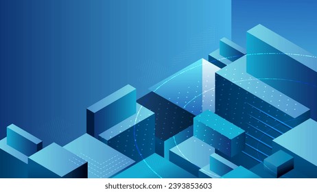 Blue geometric abstract background with Contemporary gradient shape design. Minimal line and dot. Suit for business, banner, brochure, flyer and poster. Vector illustration eps10