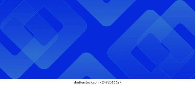 Blue geometric abstract background with overlap layer. Modern rounded square shapes creative design. Futuristic concept. Suit for cover, banner, brochure, business, header, website, presentation