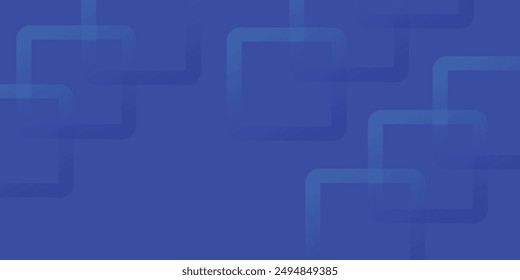 Blue geometric abstract background with overlap layer. Modern rounded square shapes creative design. Futuristic concept.