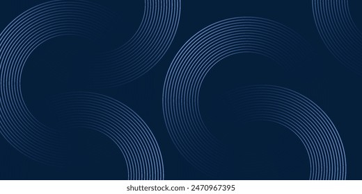 Blue geometric abstract background overlapping layers on bright space with line effect decoration. Circle style concept modern graphic design element for banner, flyer, card. Eps10