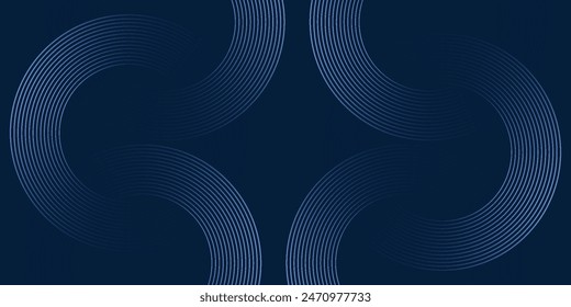 Blue geometric abstract background overlapping layers on bright space with line effect decoration. Circle style concept modern graphic design element for banner, flyer, card. Eps10