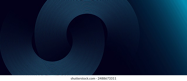 fondo abstracto geométrico azul que se superpone a las capas en el espacio brillante con la decoración del efecto de línea. Concepto de estilo circular elemento de Diseño gráfico moderno para Anuncio, volante, tarjeta. Vector	