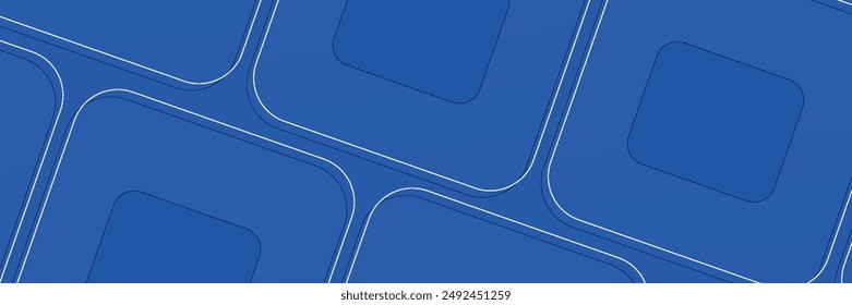 Blue geometric abstract background with overlapping layers. Modern round square shape creative design. Futuristic concept, vector.