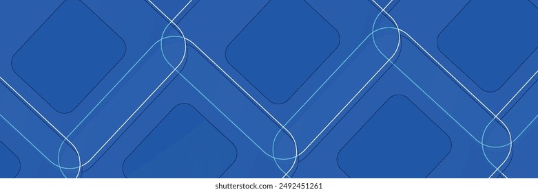 Fondo abstracto geométrico azul con capas superpuestas. Diseño creativo de forma cuadrada redonda moderna. Concepto futurista, Vector.