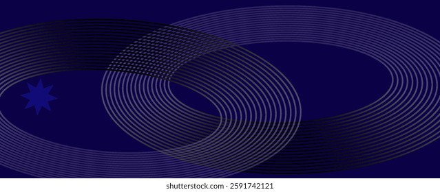 blue geometric abstract background overlapping layers on bright space with line effect decoration. Circle style concept modern graphic design element for banner, flyer, card. vector