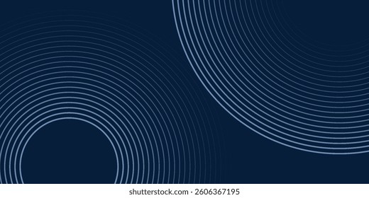 Blue geometric abstract background overlapping layers on bright space with line effect decoration. Circle style concept modern graphic design element for banner, flyer, card. Eps10. Vector ilustration