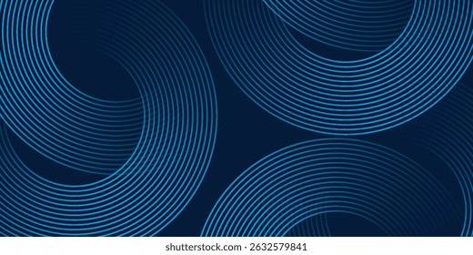 Blue geometric abstract background overlapping layers on bright space with line effect decoration. Circle style concept modern graphic design