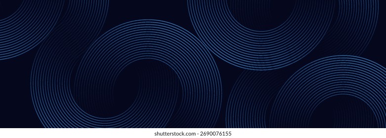 blue geometric abstract background overlapping layers on bright space with line effect decoration. Circle style concept modern graphic design element for banner, flyer, card. vector	