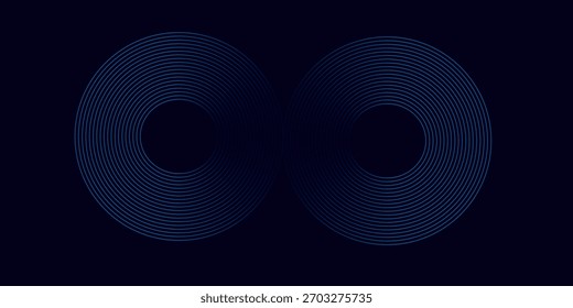 blue geometric abstract background overlapping layers on bright space with line effect decoration. Circle style concept modern graphic design element for banner, flyer, card. vector	