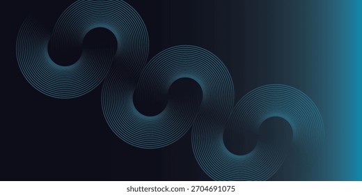 blue geometric abstract background overlapping layers on bright space with line effect decoration. Circle style concept modern graphic design element for banner, flyer, card. vector	