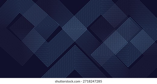 Fundo abstrato geométrico azul sobrepondo camadas no espaço brilhante com decoração de efeito de linha. Conceito de estilo de círculo elemento de design gráfico moderno para banner, folheto, cartão. Eps10
