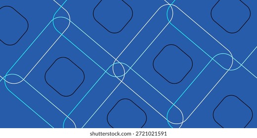 Blue geometric abstract background with overlapping layers. Modern round square shape creative design. Futuristic concept, vector.

