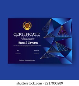 Blue Geometric abstract certificate award vector illustration template