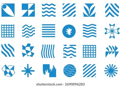 Iconos y patrones Abstractas geométricos azules Ilustración vectorial
