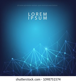 Blue Geometric Abstract Mesh Background with connected line and dots. EPS10 Design layout for your business, technology, science, communication, futuristic background.
