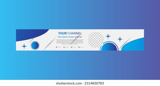 blue geometric abstract professional vector youtube banner cover template design