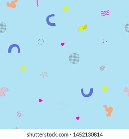 Blue Geometric abstract seamless pattern. Inspiration graphic design typography element. Hand drawn postcard. Cute simple vector sign grunge cutout style. Textile print wrapping paper