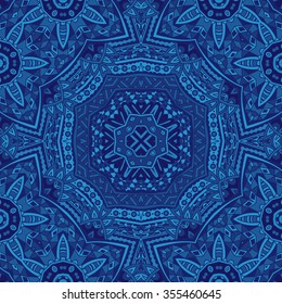Blue Geometric abstract seamless pattern. Classic background. Vector illustration