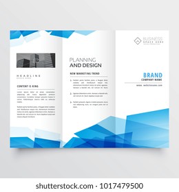 blue geometric abstract triple fold brochure design template